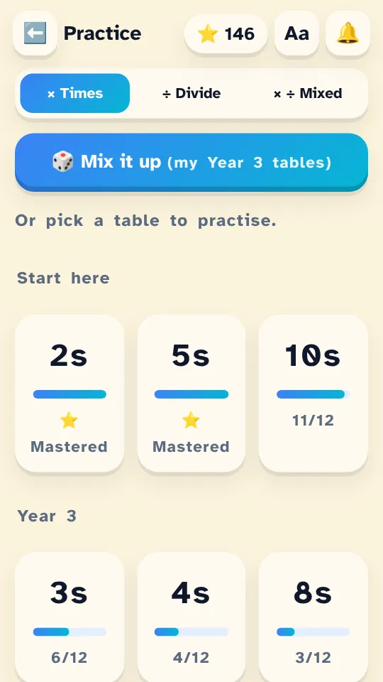 Year 3: tables in the order they are taught