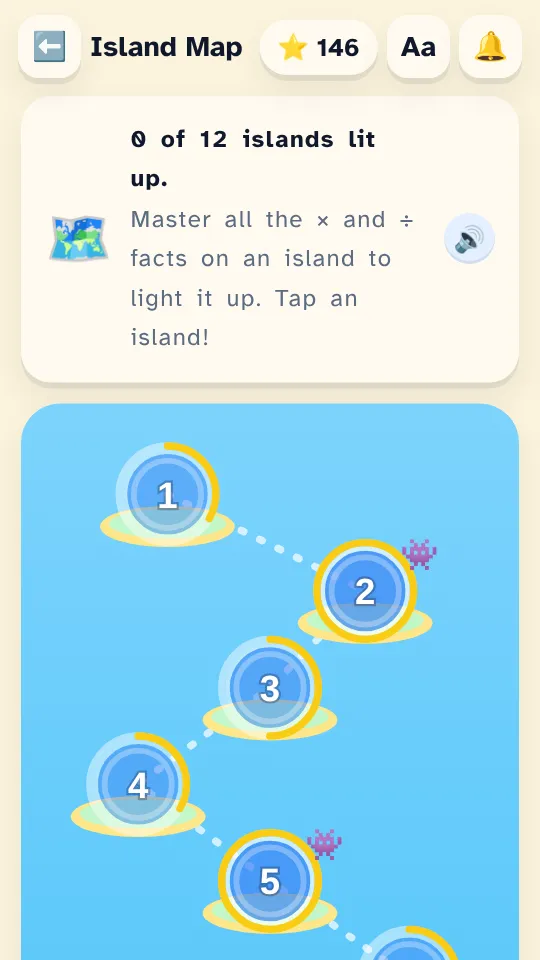 The island map: light up all 12 tables
